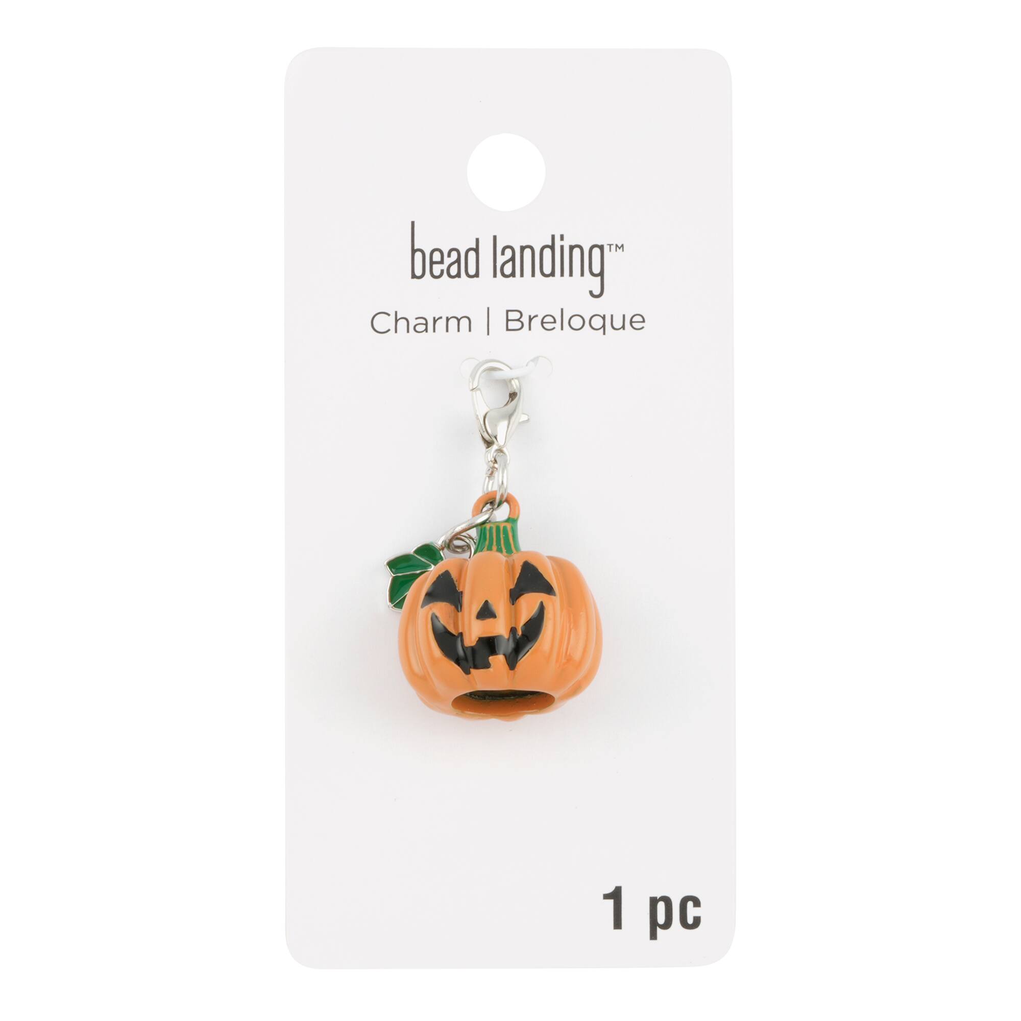 12 Pack: Orange Jack-o'-Lantern Charm by Bead Landing™